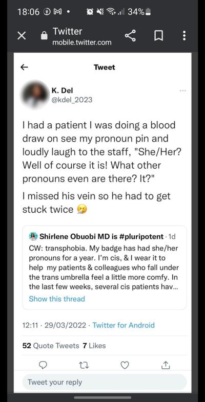 Tweet from Wake Forest medical student