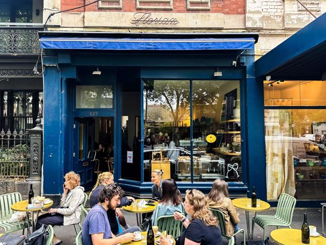 The sidewalk crowd at Florian restaurant located in Melbourne’s inner suburb of Carlton North.