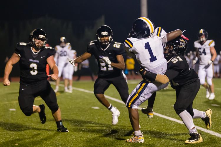The Cabarrus Warriors (Cannon School / Concord First Assembly) defeat the North Raleigh Christian Academy Knights 21-14 on Friday Night.