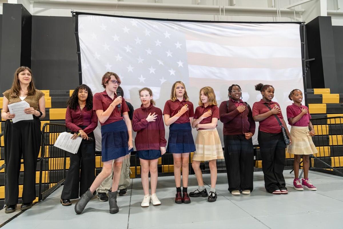 TMSA Concord students reciting the Pledge of Allegiance