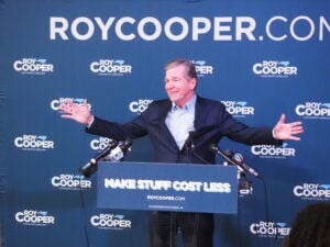 Former Gov. Roy Cooper centered his general election kickoff event in Raleigh on March 4, 2026 on policies he said would make food and grocery prices more affordable.