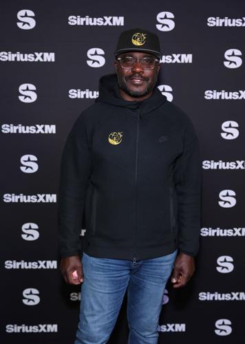 Marshall Faulk visits with SiriusXM at Super Bowl LVIII on Feb. 9, 2024, in Las Vegas.