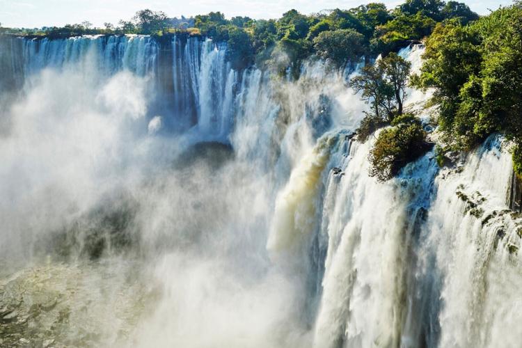 The Kalandula Falls in northwestern Angola are an impressive quarter-mile wide.