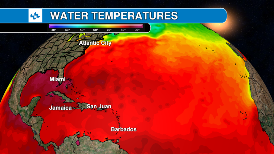 Atlantic Ocean water temperature - July 21 2023