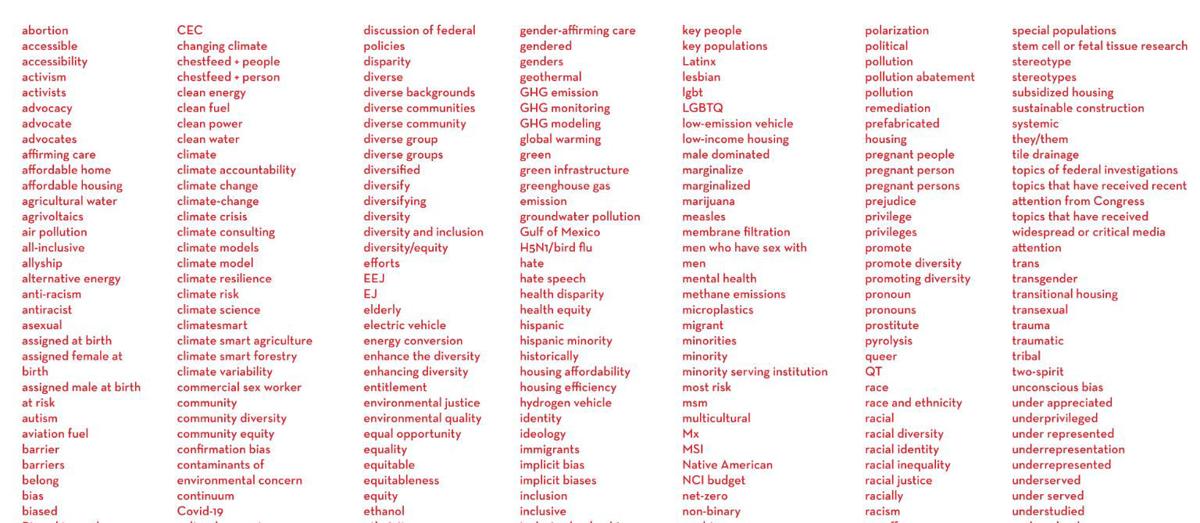 Federal banned words