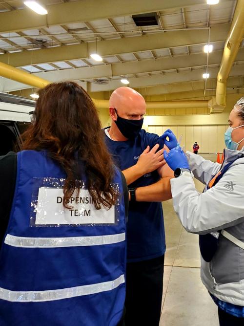 Deputy Kannapolis Fire Chief Kirk Beard gets vaccine