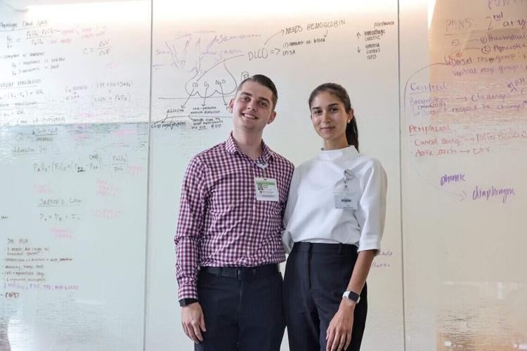 Lonnie Smith, left, and Alisha Kamath, medical students at the Wake Forest University School of Medicine in Charlotte, are second-year students. The school recently welcomed its second class of students to the campus.