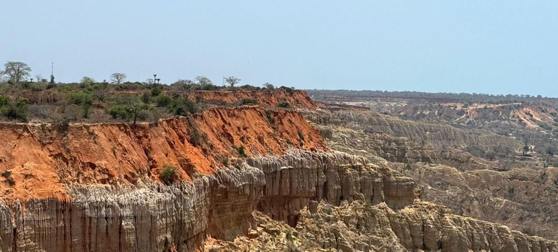 The spectacular cliffs of Miradouro da Lua, with craters that make this one of Angola's most impressive sights.