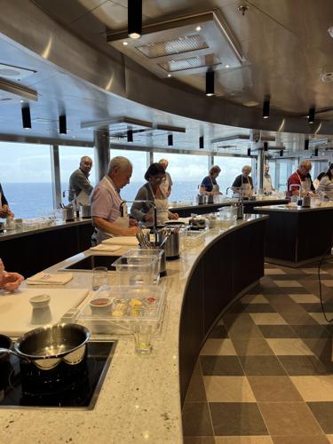 Cooking class on Regent Seven Seas Grandeur Atlantic-crossing cruise 2024