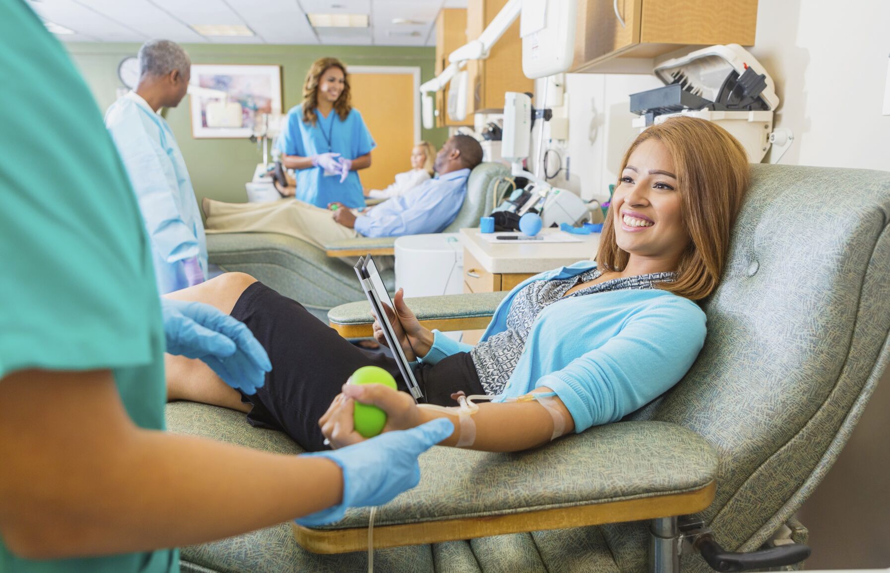 Woman donating blood