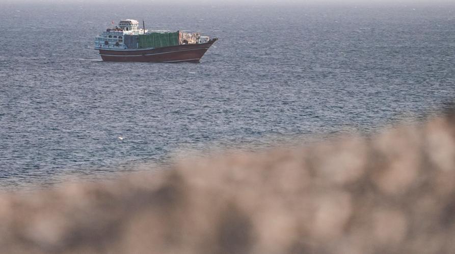 A vessel in the Strait of Hormuz, as seen from Musandam