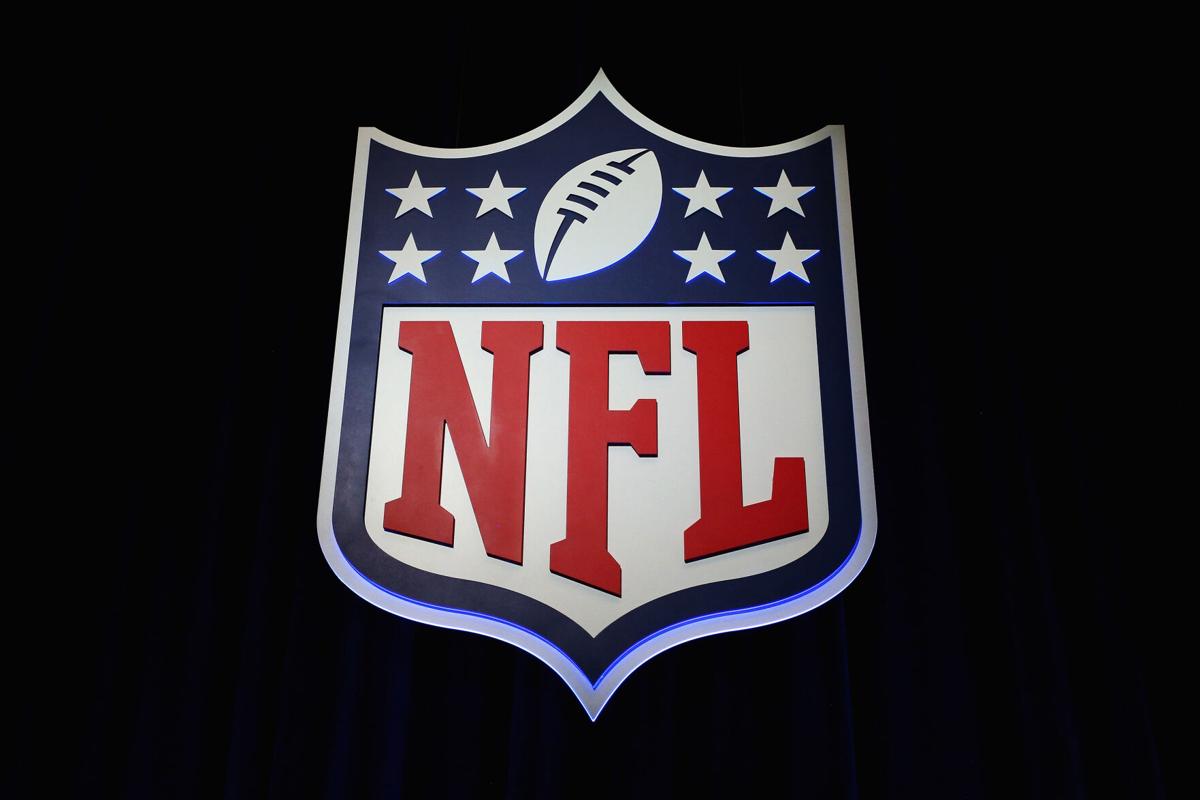 The NFL shield logo is seen following a news conference held by NFL Commissioner Roger Goodell at the George R. Brown Convention Center in Houston on February 1, 2017.