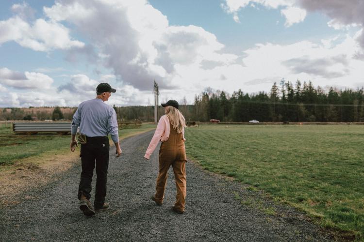 Bo Petterson, 67, and his daughter Emily Petterson, 34, on their farm in Washington. Emily Petterson said she's met other people with traumatic brain injuries over TikTok. "They have given me leads for treatments that have given us hope again."