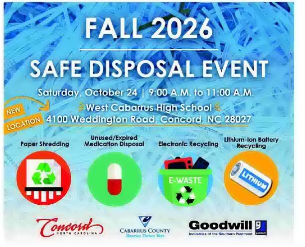 Fall Safe Disposal Event is Oct. 24 in Concord