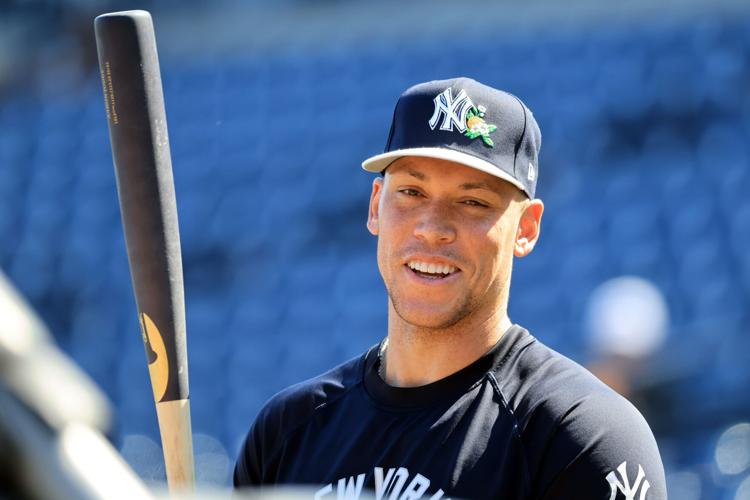 New York Yankees outfielder Aaron Judge, pictured during during spring training at George M. Steinbrenner Field in Florida, remains under contract through the 2031 season.