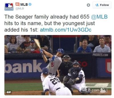 Corey Seager's first big league hit