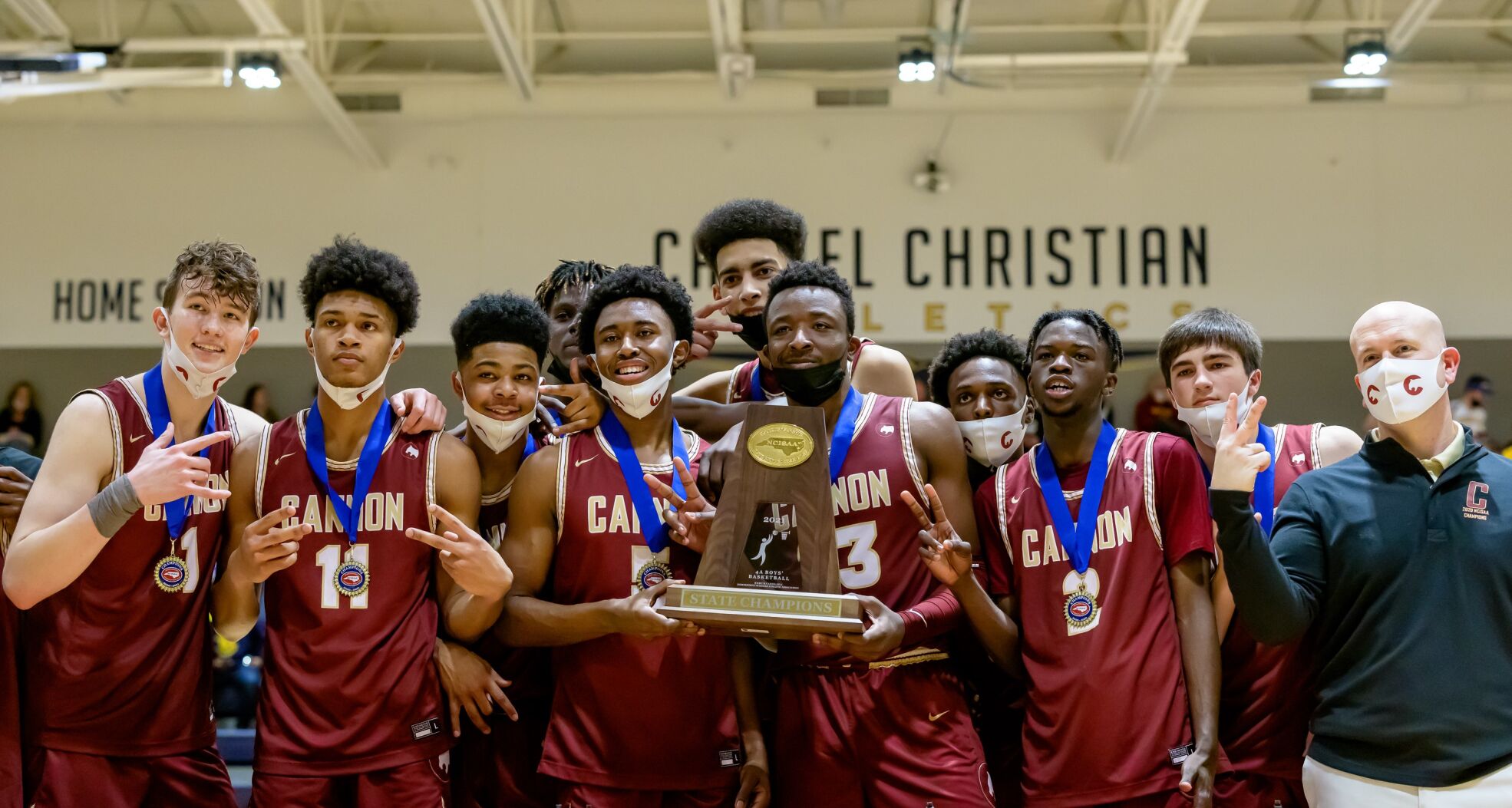 The Boys Cannon Cougars defeated the Carmel Christian Cougars 94-85 on Saturday afternoon to win the NCISSA Championship for the second consecutive year.
