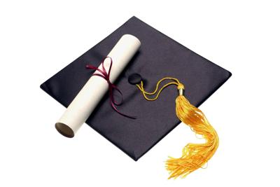 College generic graduation commencement cap and diploma