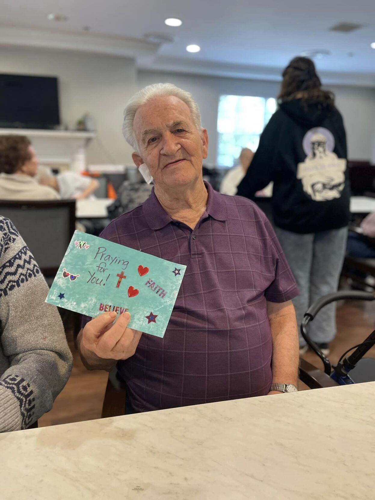 Resident with his card