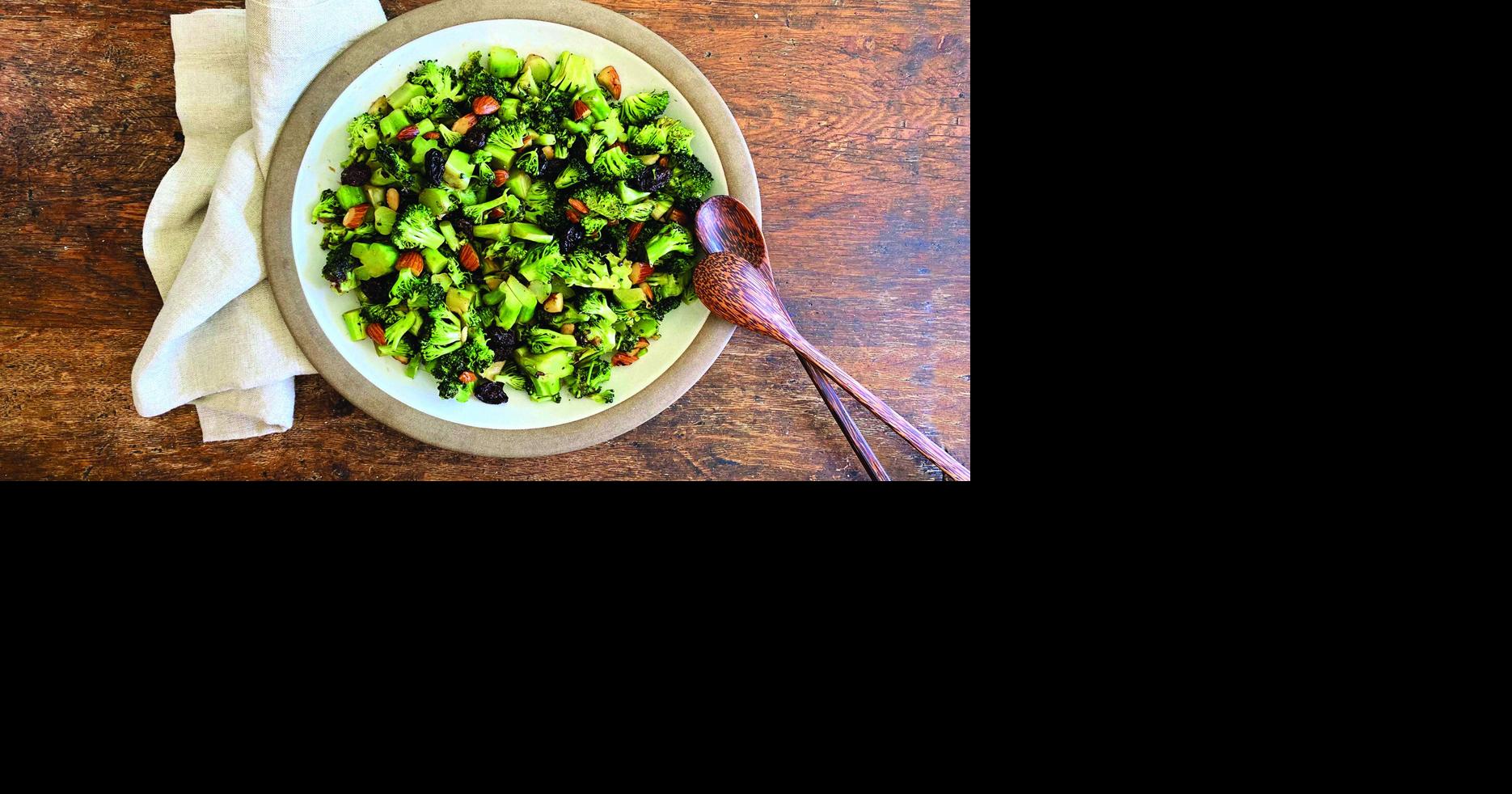 Roasted Broccoli Salad with Almonds and Raisins