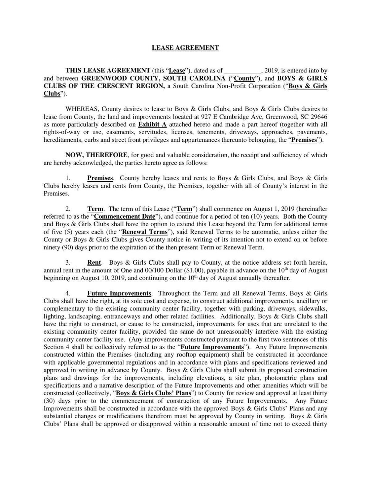 Lease Agreement With Boys Girls Club Of The Crescent Region Indexjournal Com