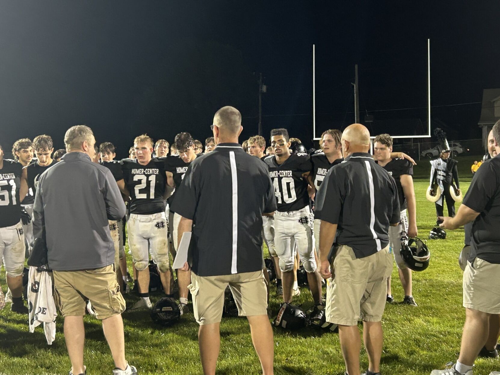 Heritage Conference Football players celebrating a touchdown at Memorial Field