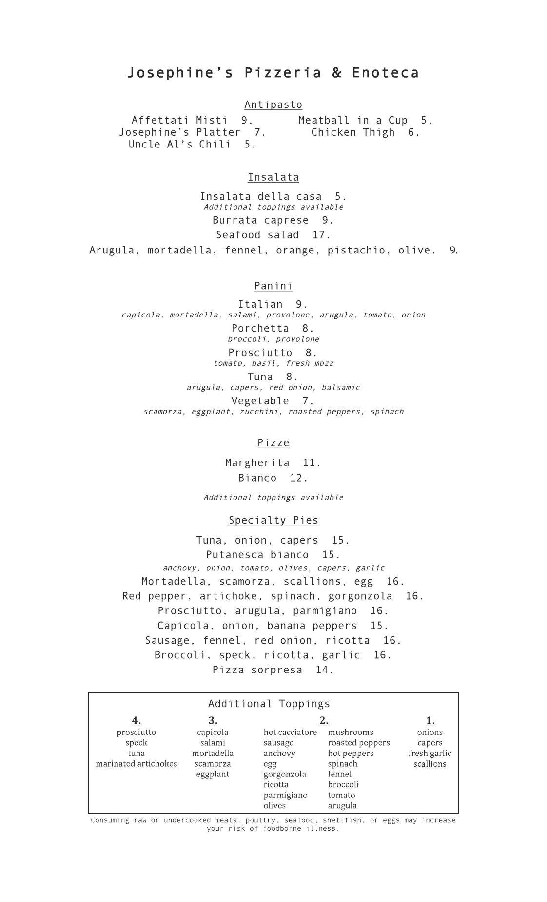 Josephine's Pizza & Enoteca restaurant_guide bar Indiana, PA