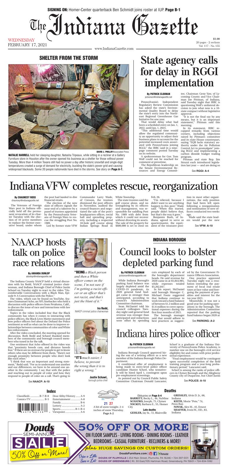 Page A1 Indiana Gazette Indianagazette Com