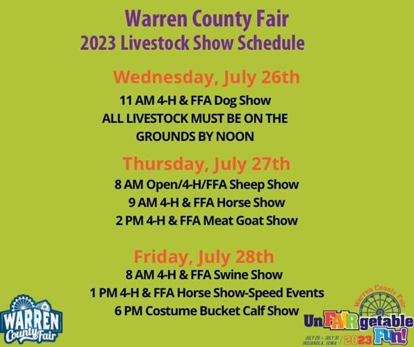Warren County Fair livestock shows to see schedule and location changes