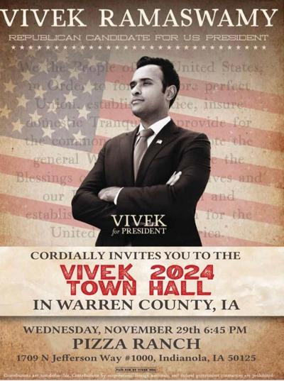 Vivek Ramaswamy 2024 Town Hall Calendar indianola ia com