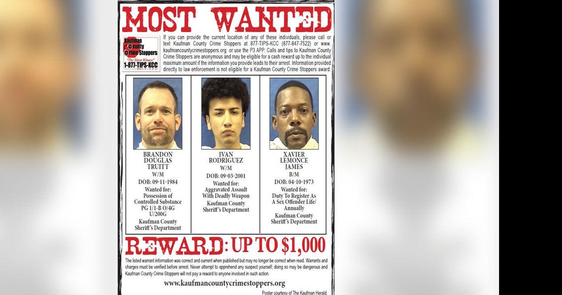 Kaufman County Sheriff's Office seeking three Most Wanted Crime