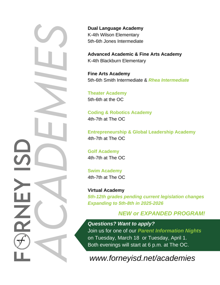 Forney ISD is proud to announce the next big expansion of its choice