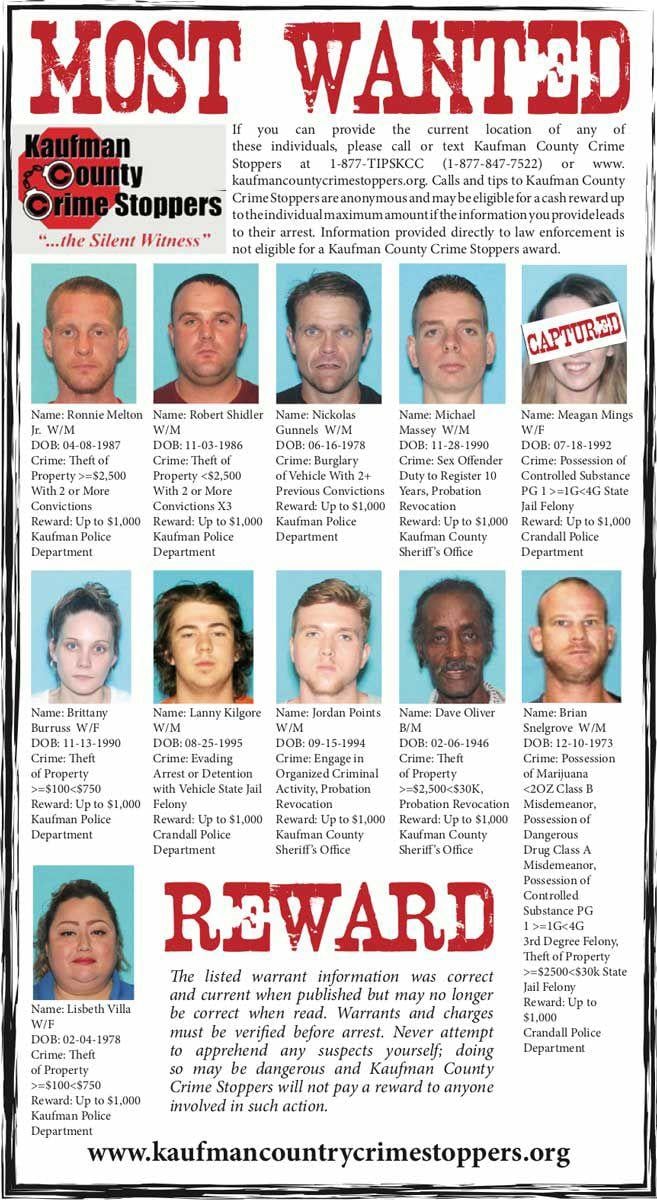 July 2019 Kaufman County's Most Wanted Crime