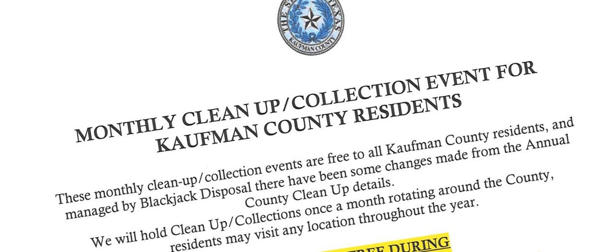 Kaufman County monthly cleanup and collection events scheduled