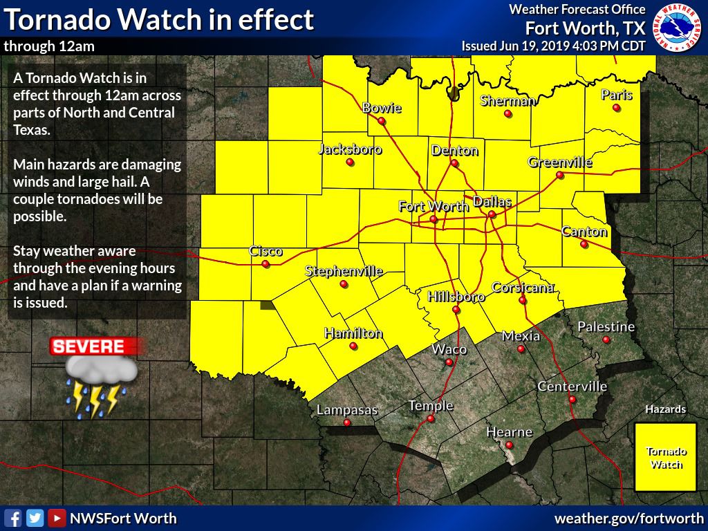 Tornado Watch in effect until midnight for Kaufman County, much of North Texas | Local ...1024 x 768