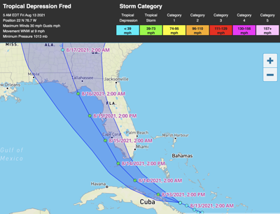 Florida Keys Now Under Tropical Storm Warning As Fred Nears Tropical Storm Strength Could Grace Be Behind It Florida Islandernews Com
