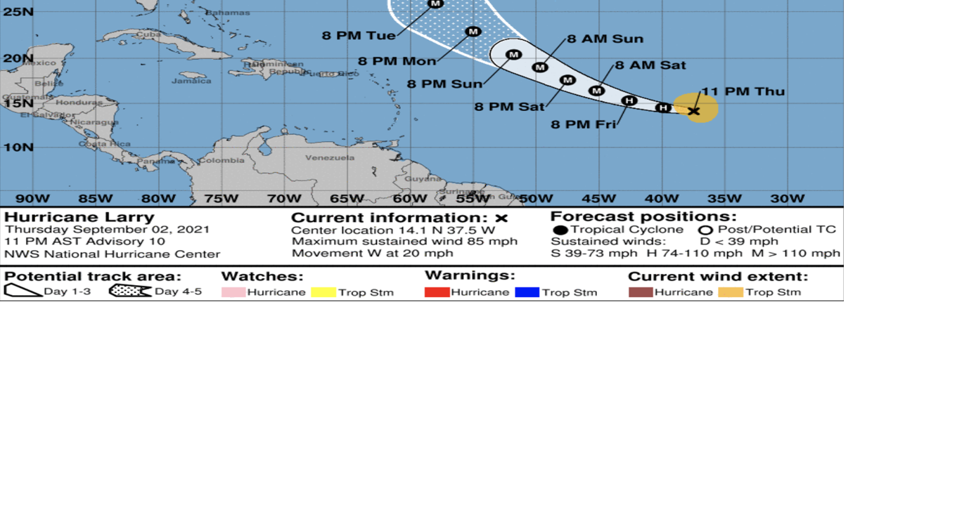 NHC monitoring new emerging area of low pressure while Larry becomes a ...