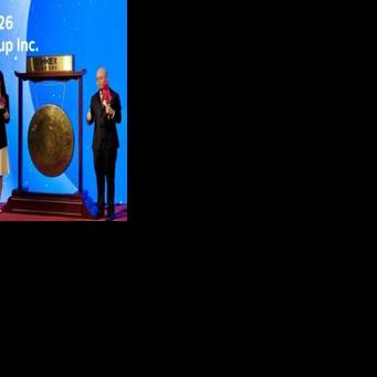 Shanghai-based AI startup MiniMax's CEO Yan Junjie (R) and Co-founder and COO Yun Yeyi (L) attended the firm's listing ceremony at the Hong Kong stock exchange, after which its shares soared