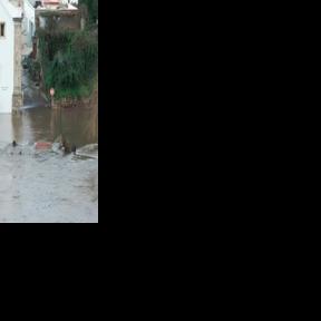 Flooded city of Santarem in Portugal