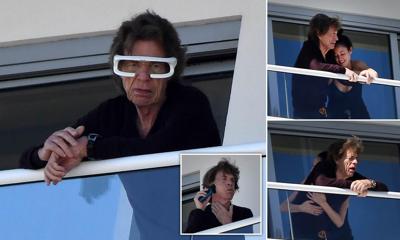 Jagger sports phototherapy lenses white glasses while visiting in Miami