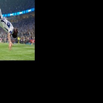 Vancouver's Emmanuel Sabbi celebrates scoring for the Whitecaps, who defeated Los Angeles FC in a shootout to advance to in the MLS Cup playoffs