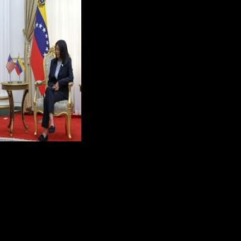 Venezuelan interim president Delcy Rodriguez (R) met US envoy Laura Dogu in Caracas