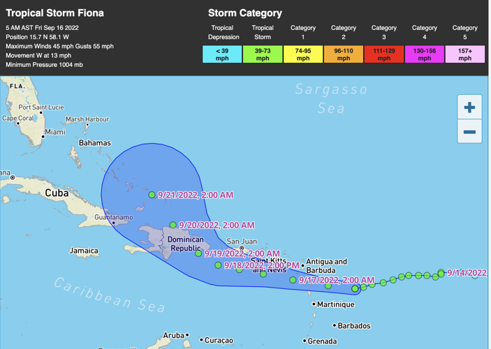 A second wave forms as TS Fiona continues moving west, where will go it