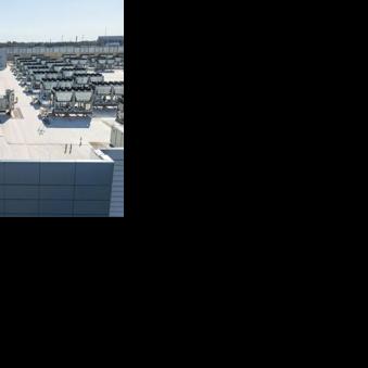 Cooling vent fans are seen on the roof of a Digital Realty data center in Ashburn, Virginia.