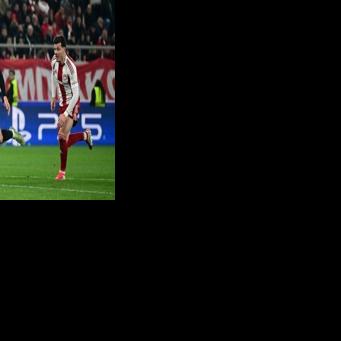 Patrik Schick (L) gives Bayer Leverkusen the lead away to Olympiacos in Greece