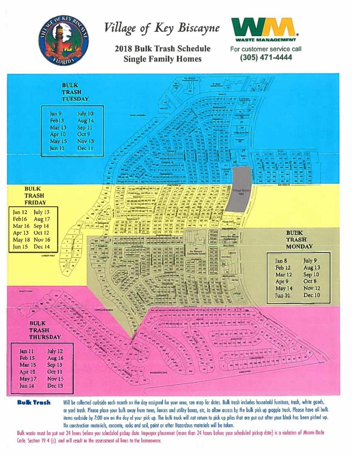 2018 Village Of Key Biscayne Trash Collection Schedule Islandernews Com