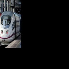 A high-speed train of Spain's national railway company Renfe (R) is seen next to a service of private operator Iryo at Atocha station in Madrid on February 26, 2023
