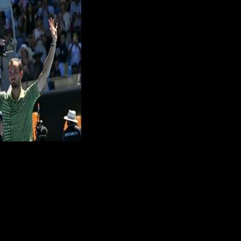 Russia's Daniil Medvedev celebrates beating Hungary's Fabian Marozsan