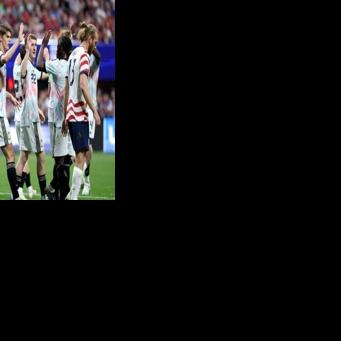 Belgium's players celebrate a goal on their way to a 5-2 thrashing of the United States in a pre-World Cup friendly