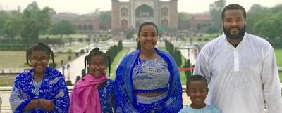 Natalee and Ike Anderson with their children Jasmine, left, Kaylee and Layton at the Taj Mahal in Agra, India. Some of Natalee’s ancestors were from India, and she and Ike were inspired to visit and expose their children to the cultures, tastes and smells of history there. (Photo courtesy of Ike Anderson)